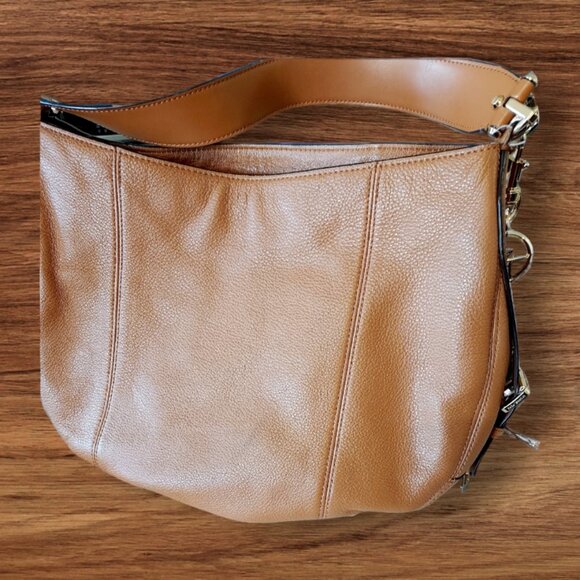 Michael Kors Brooke Pebble Leather Brown "Large" Hobo Handbag - Picture 4 of 11